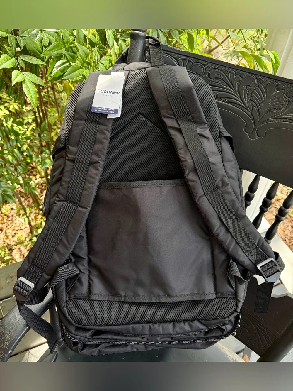 NWT DUCHAMP Black Expandable Travel Backpack Suitcase